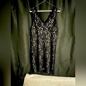 Loft black lace nude slip dress